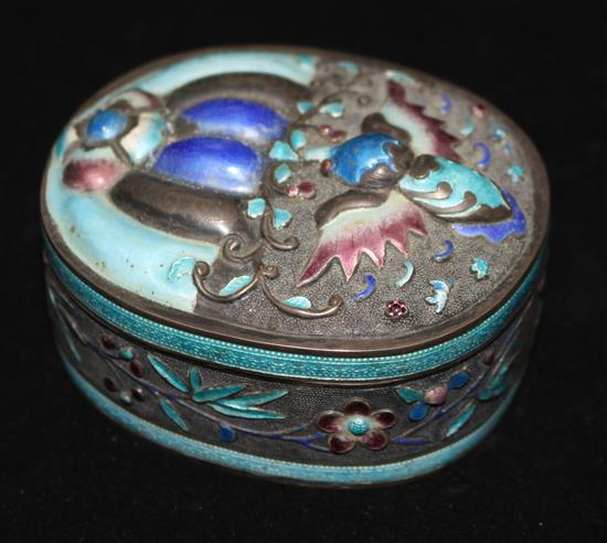 A Chinese silver and enamel box
